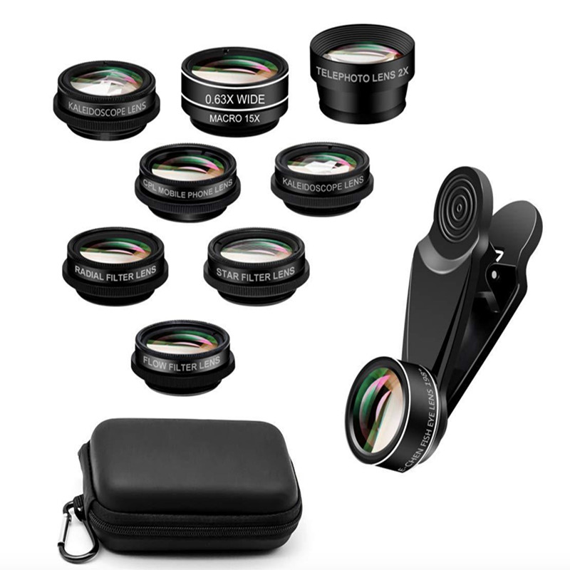 Fisheye Camera Lens 10 In 1 Mobiel Lens Kit Radiale Filter Caleidoscoop Lens 4Lijn Star Filter