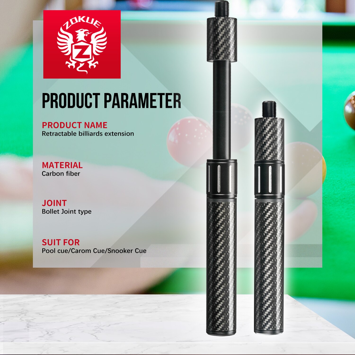 Billiards Extension Bumper Carbon Fiber Extendable Extension Billiard Accessories for Mezz Predator KONLLEN ZOKUE Jflowers Cue