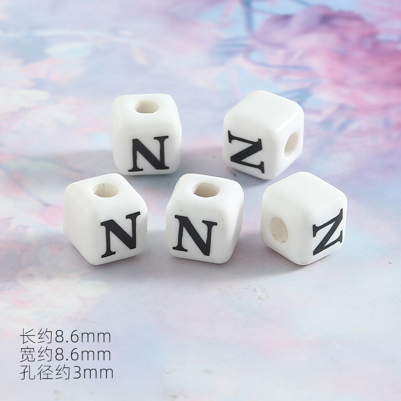8mm Keramik Buchstabenperlen Diy Schmuck Armbänder Handgefertigtes Accessoire 5/10 Stück