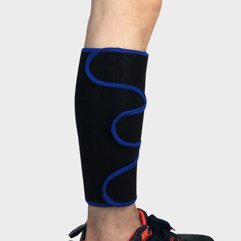 2 stk. fri justering af neopren kalvstøtte skinnebenbeskyttelse trykbeskytter ben ærme mtb cykling fodbold kompression sports sikkerhed: Blå
