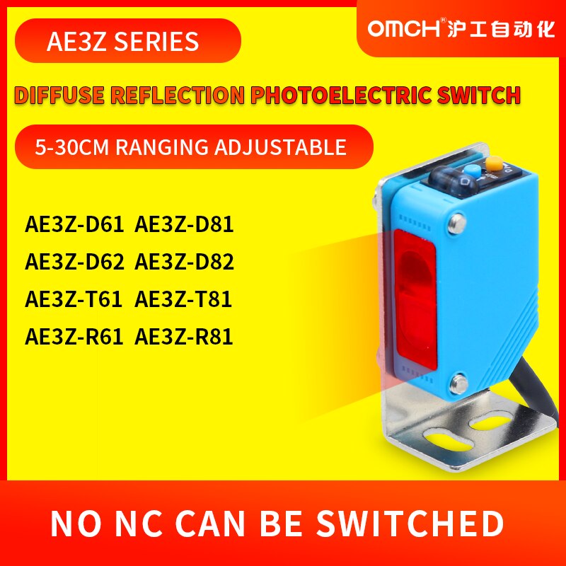 Omch Retroreflictivephotoelectric Sensor Schakelaar AE3Z-R61 Verstelbare Bereik 2M DC3-wire Npn Laag Niveau Uitgang