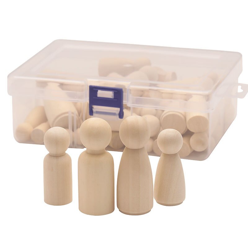 Muñeco de madera con pinza para niños, conjunto de personas sin terminar, cuerpos de muñecos de madera para manualidades DIY LBV