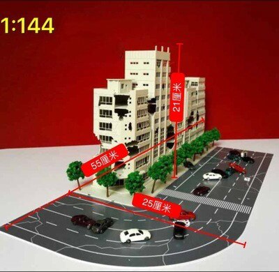 1:144 100 Proportion Resin Character Scene Layout Model War Damage In Assembly Multi-Storey Building Model