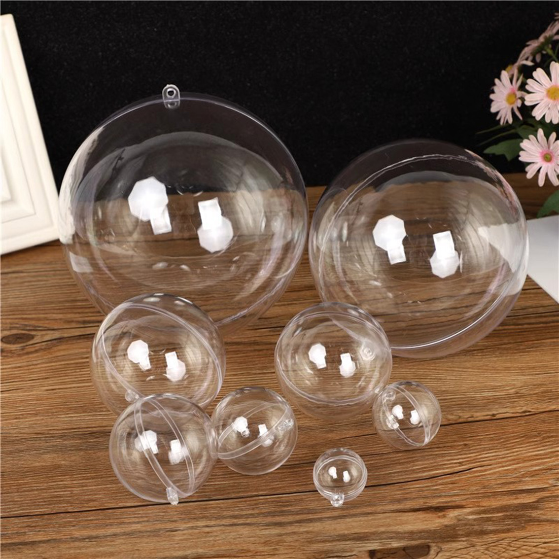 1-20CM Transparent Balls Hollow DIY Plastic Fillable Bauble Xmas Tree Hanging Ornaments Home/Wedding Party Box Decor Part