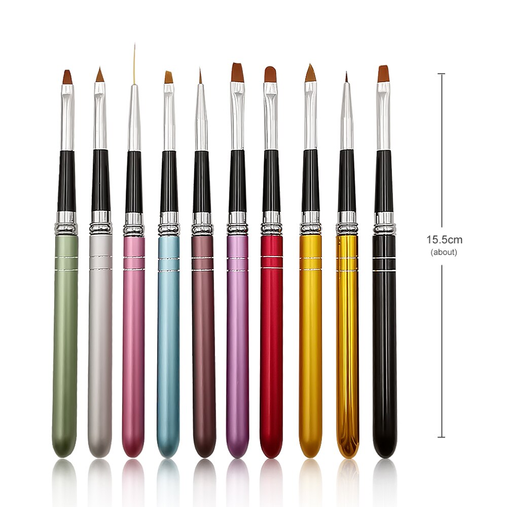 10pcs Nail Brush Set Metal Pen Holder Various Functions of Nail Brushes ...
