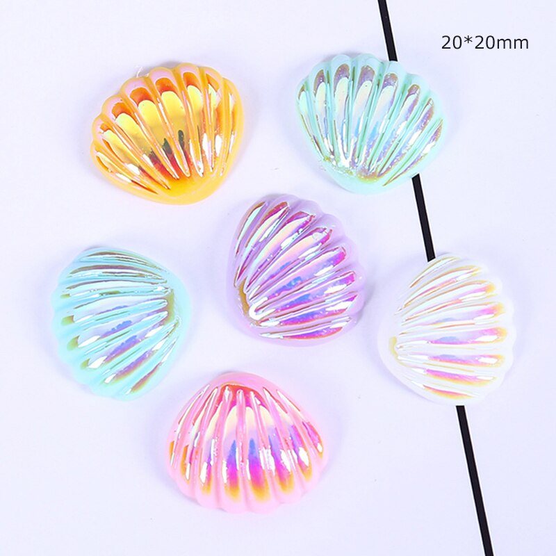 20 stk glitter ocean perle shell harpiks miniaturer diy håndværk kunst boligindretning tilbehør telefon shell patch kunstmaterialer: Skaller 06