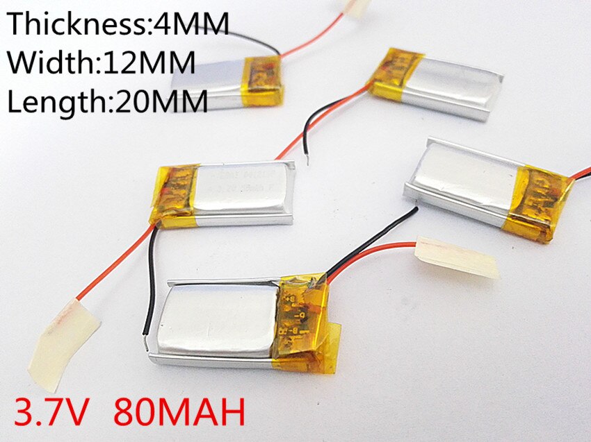 Batería de polímero de litio de 3,7 V, 041220, 401220, 80mah, MP3, MP4, MP5, auriculares Bluetooth,