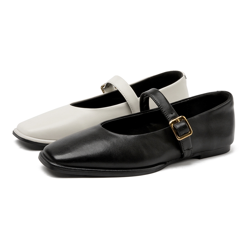 AIYUQI Mary Jane Scarpe Donna in vera pelle 2025 Nuove scarpe da balletto a scatto Donna Punta quadrata Scarpe piatte da donna in pelle bovina