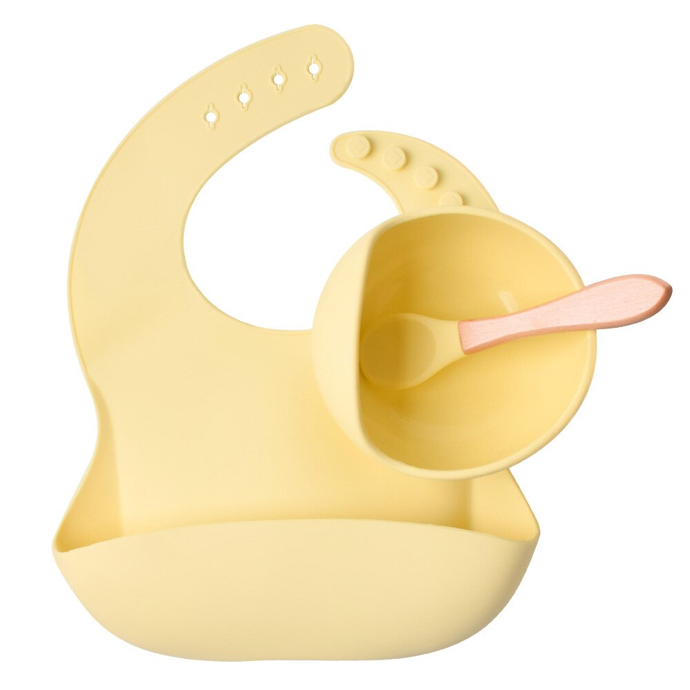 1set Silicone Bib Feeding Set Baby Bowl Tableware Waterproof Spoon Non-Slip BPA Free Silicone Portable Tableware for Children: Y11