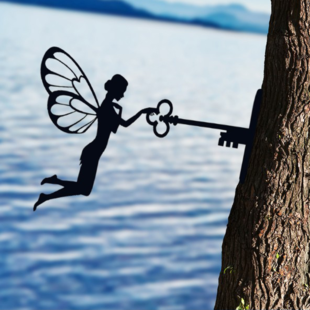 Metalen Fairy Silhouet Opknoping Tak Ornament Tree Wall Art Voor Tuin Outdoor Achtertuin Decor