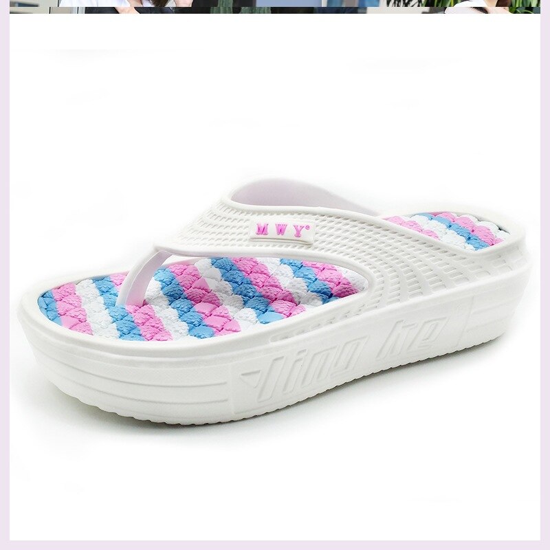Massasje flip flops wedges sko for kvinner sklisikre innendørs hjem hus baderom tøfler strand lysbilder zapatos mujer: Hvit / 38