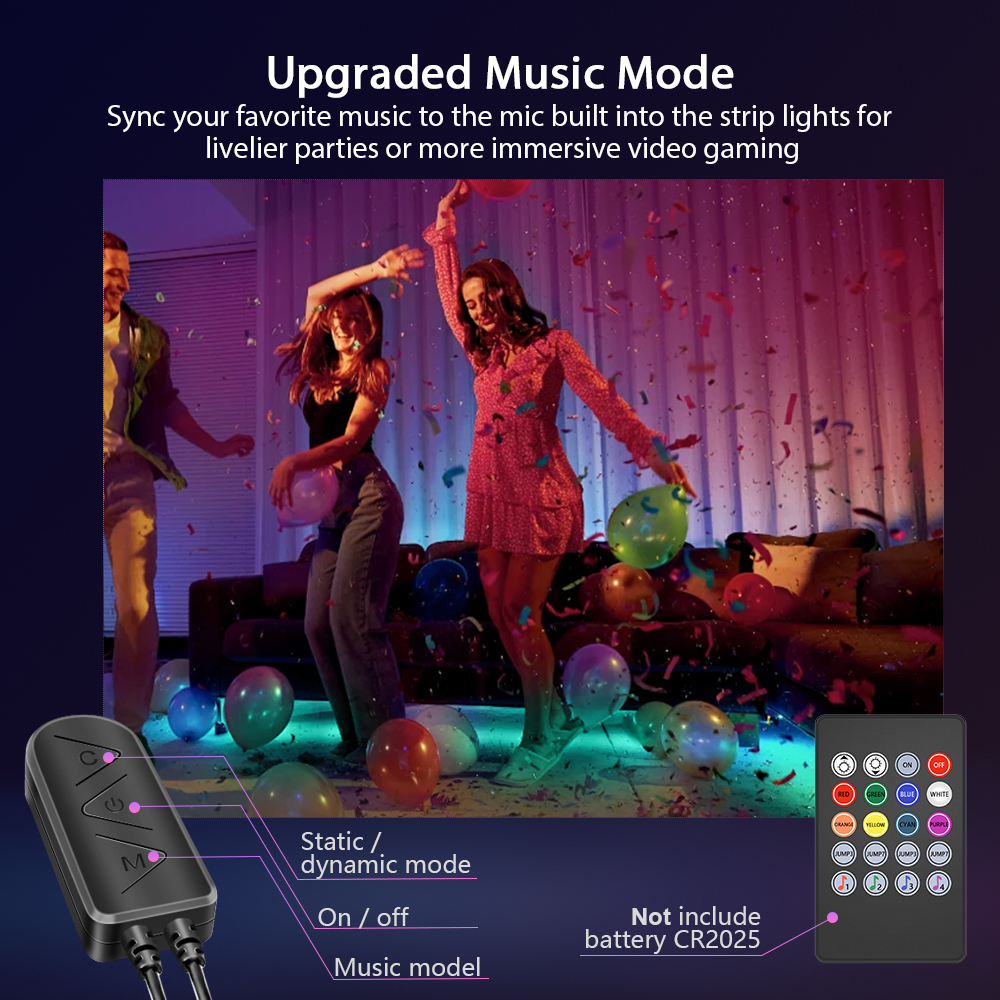 Led Strip Lights,Smart Led Strip for Bedroom,Color Changing Led Light Strips Music Sync RGB Led Lights with Remote Control
