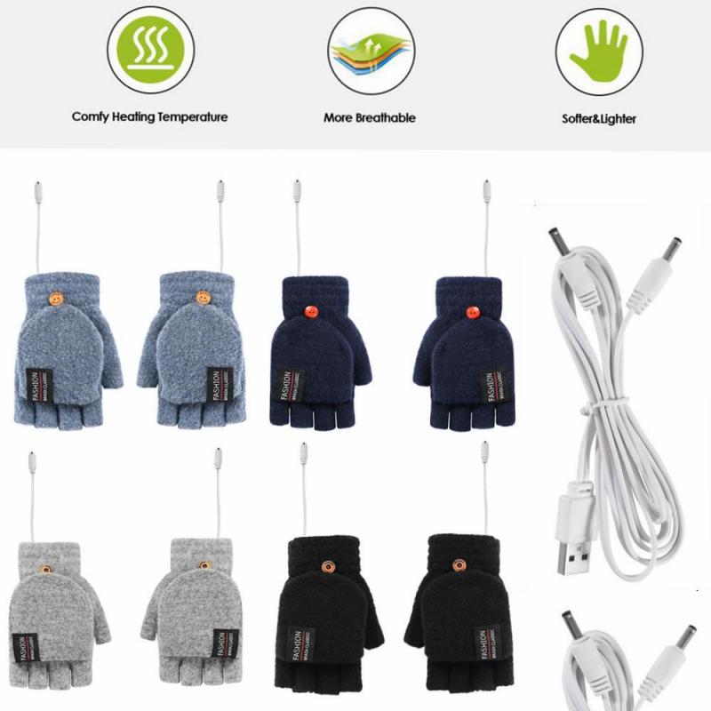 Gants chauffants électriques USB Double face, mitaines rechargeables, étanches, température réglable, cyclisme, ski