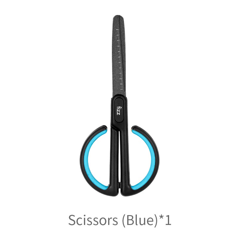 Fizz Stationery Scissors With Scale Paper Cutting Safe Rounded Stainless Steel Art Scissors Stationery Paper Cutter For Office: Light Blue