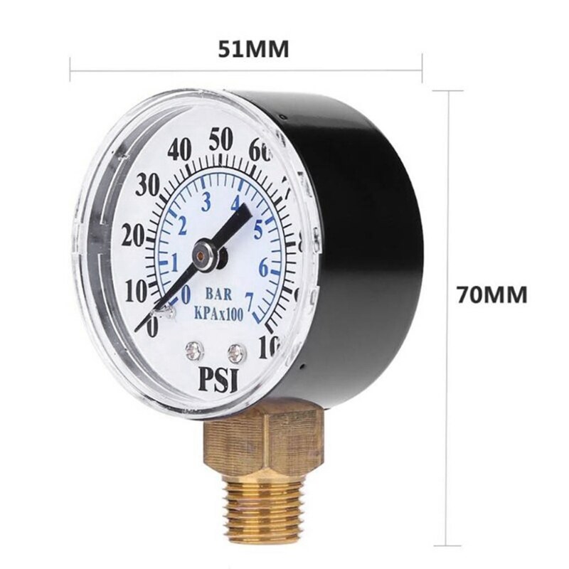Pressure Tester Gauge Tools 0-100 Psi 0-7Bar 1/8 Inch Npt Face Side Mount Pressure Gauge Dial Air Compressor Meter Hydraulic