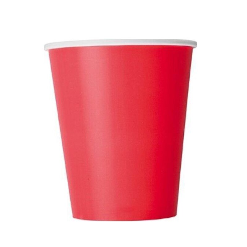 20 stk merke papirkopper 9oz ensfargede papirkopper bursdagsfest servise catering engangs tykk farget: Rød