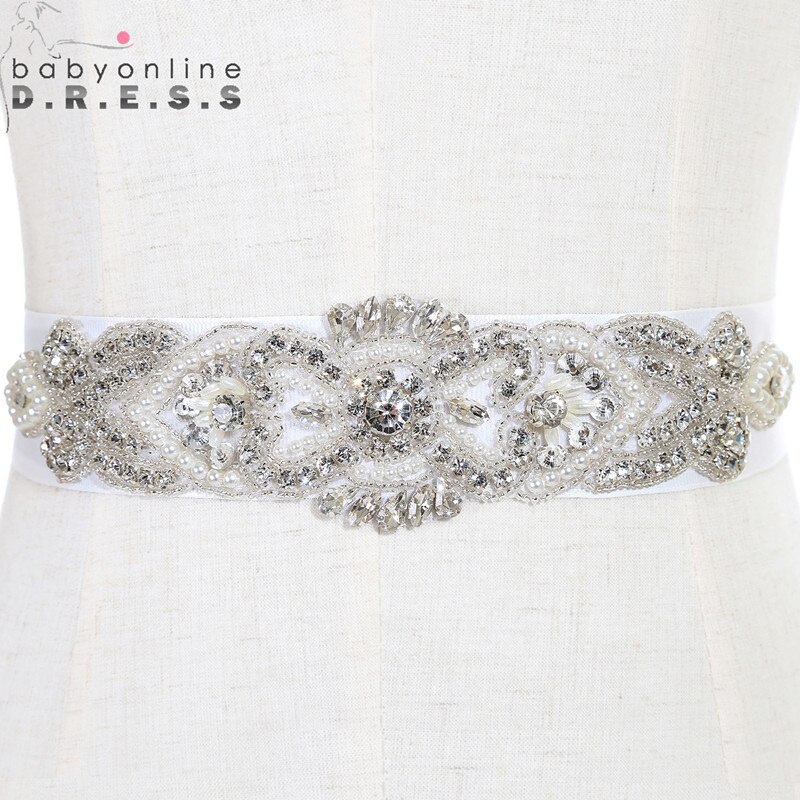 Cinturon De Da Sposa Fatti A Mano di Perline Cristalli Cintura con Pietre Da Sposa Accessori Abito Da Sposa Strass Da Sposa fascia Bruids Riem: bianca
