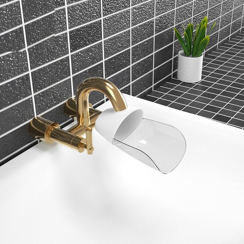 Extensor de grifo para lavado de manos de bebé, accesorios de conector de filtro de grifo de fregadero de guía para niños, Ahorrador de agua para Baño: Blanco