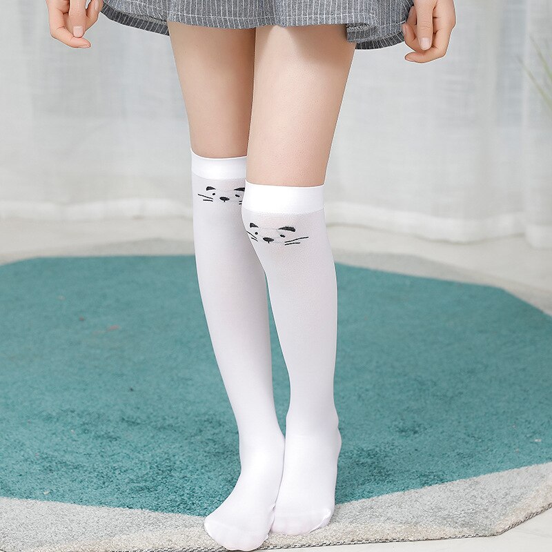 Sommer Weiß Knie Hohe Socken freundlicher Mädchen Lange Röhre Socken für freundlicher Schule Schüler Uniform Samt Spitze Streifen Dünne Socken 3-12Y