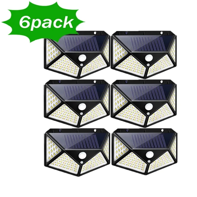 1/2/4/6/10 pièces 100 LED applique solaire 4 côtés lumineux avec capteur de mouvement extérieur jardin cour étanche applique murale: Lune bleue