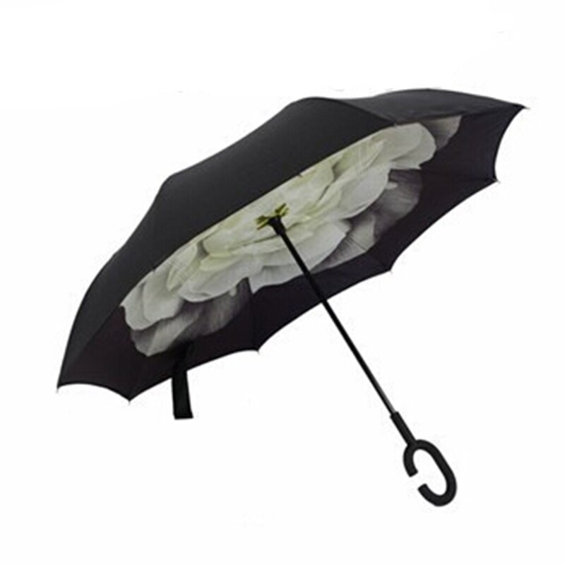 Parapluie inversé Double couche rabattable coupe-vent Protection contre la pluie auto-Stand Protection contre la pluie c-crochet mains pour femmes enfants: 4