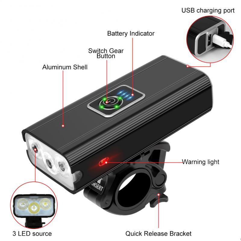 Linterna de ciclismo para bicicleta, luces para bicicleta, luz LED frontal y trasera recargable, iluminación para bicicleta de montaña