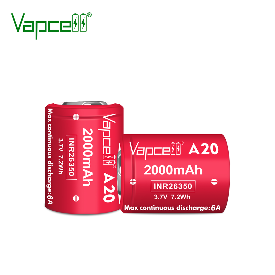 1-10pcs Highest Capacity Vapcell A20 26350 2000MAH 6A 3.6V lithium battery INR26350 Rechargeable Battery Cell For flashlight