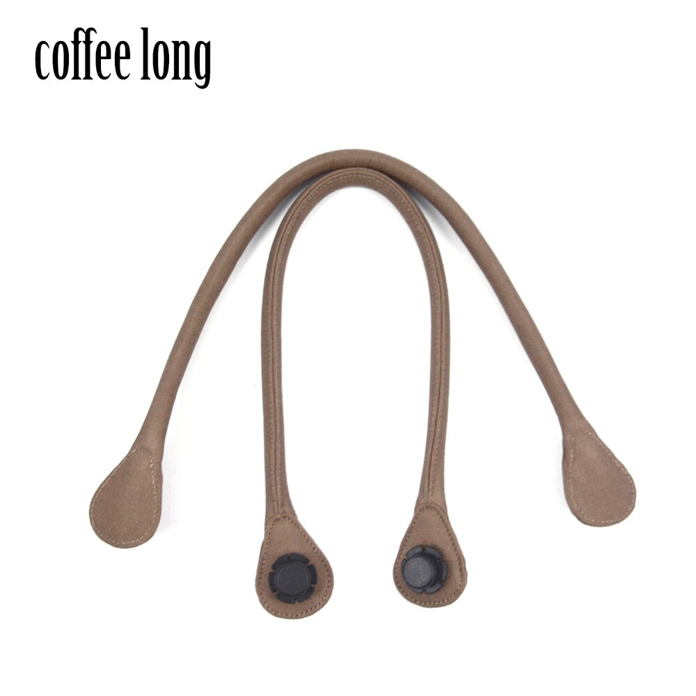 Tanqu lange korte ronde effenkleurige canvas stoffen handgreep voor obag classic mini o bag dames #39: Koffie lang