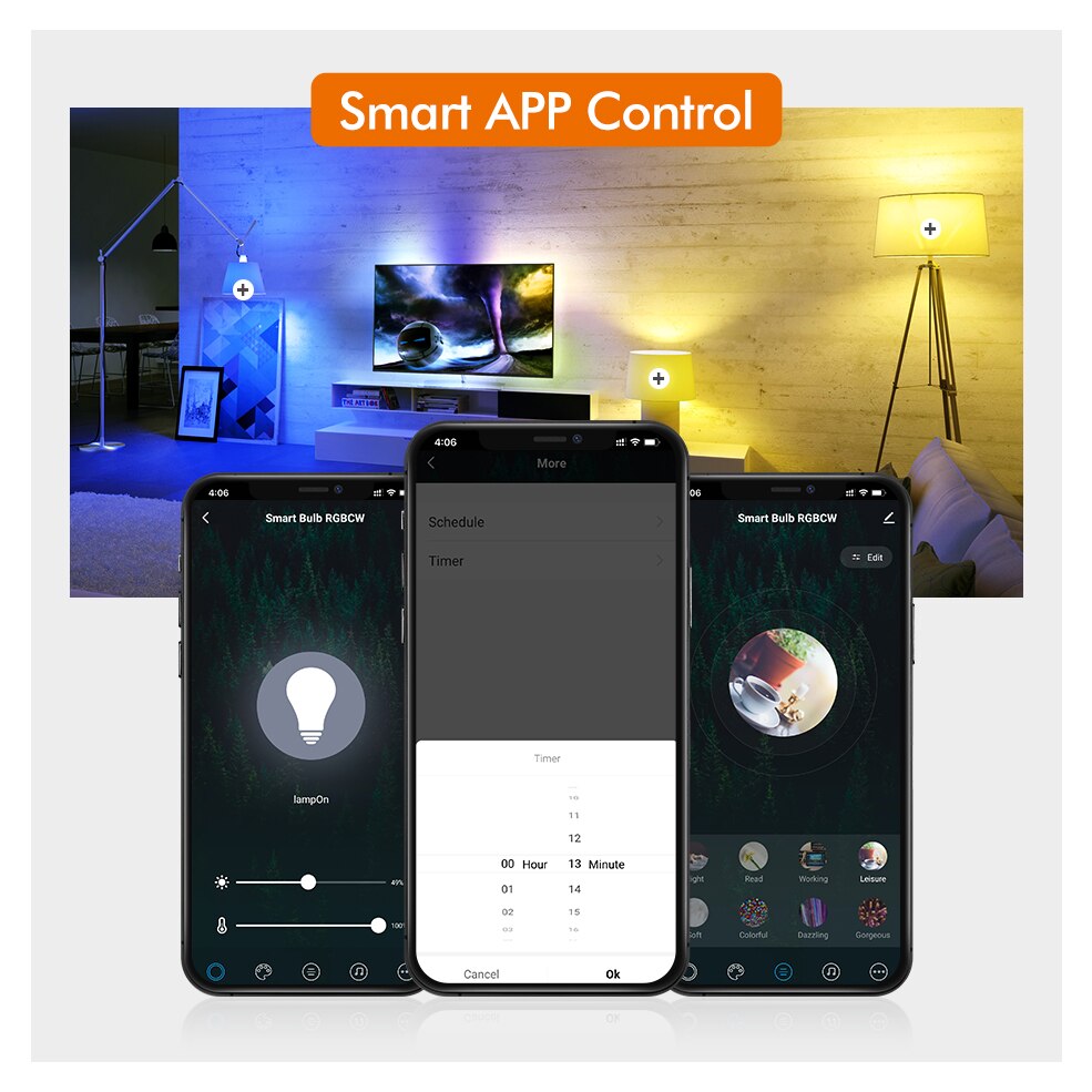 Wifi Led Bulb E14 RGB+CW+WW Candle Light Bulb Tuya Smart Life APP Control Led Lamp Work With Siri Alexa Google Home Assistant