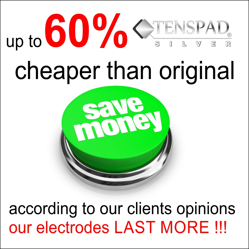 TENSPAD SILVER - 4 elektroden voor COMPEX met zilveren patroon, 50x100mm met 1 SNAP connector