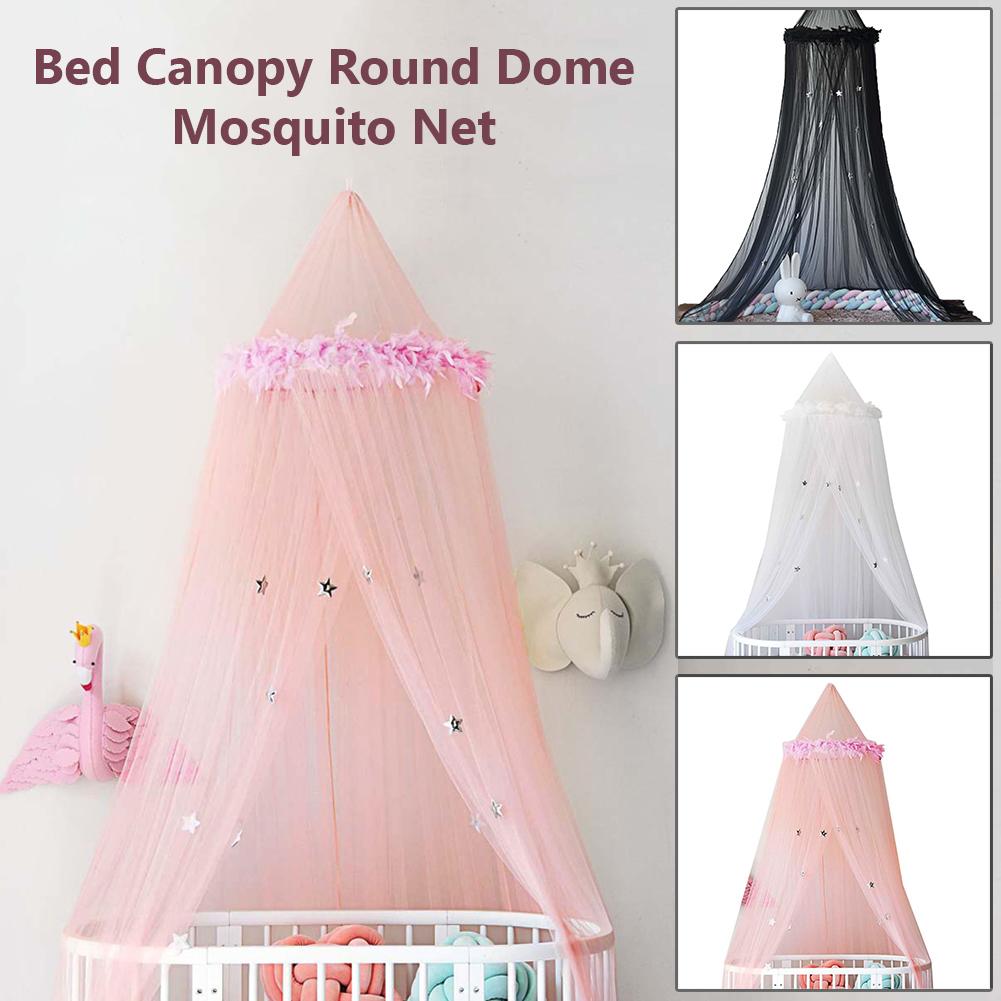 Kinderen Ronde Room Dome Muggen Net Feather Ster Decoratieve Bed Gordijn Luifel Prinses Bed Spelen Tentes