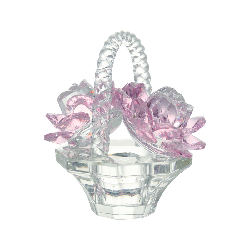 Blomkorg kristallprydnad figurin konstdekoration för hembord mittpunkt bröllop kontor vardagsrum tv-hylla dekoration: Ljusgrön