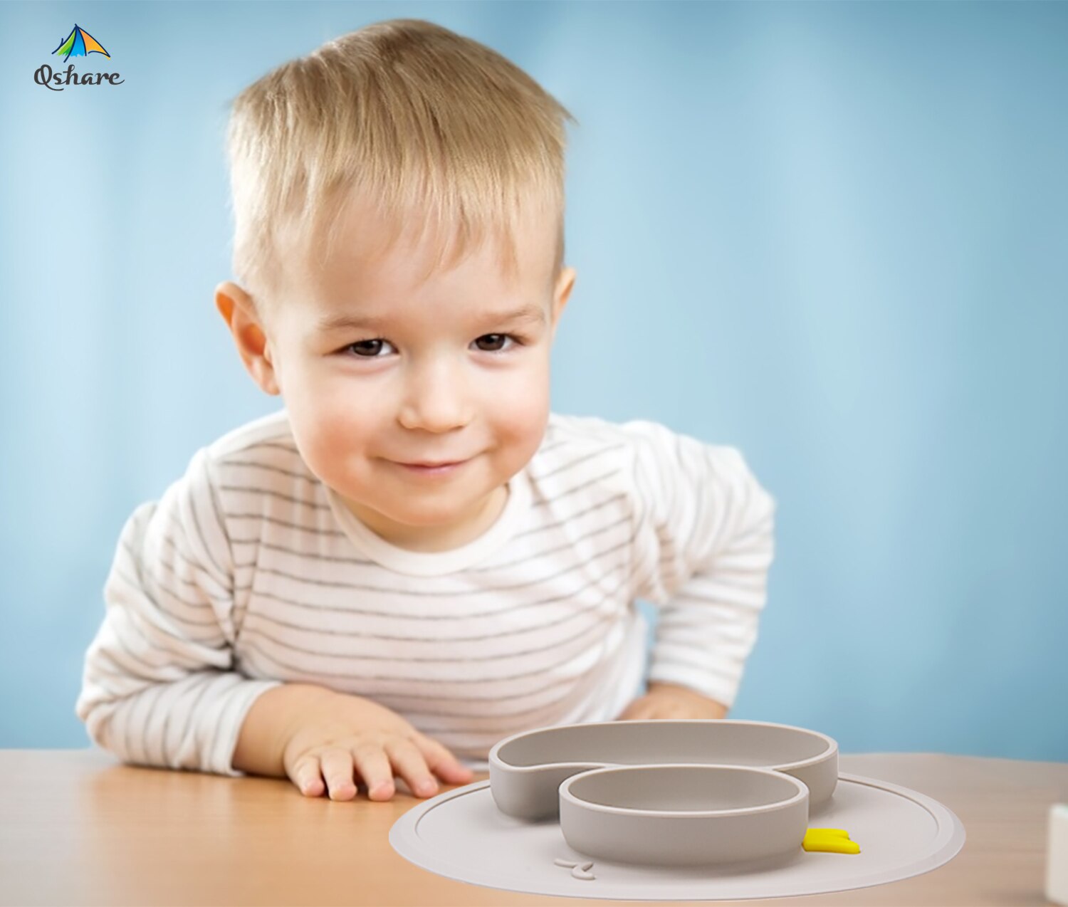 Qshare, 2 uds., platos para bebés, platos de pato, tapete de silicona, charola de succión, antideslizante, platos de comida para niños, platos de alimentación de frutas para bebés