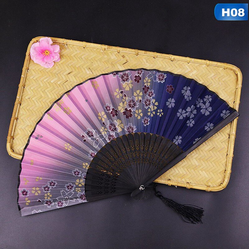 Ventilador de estilo chino japonés, ventilador plegable para decoración del hogar, adornos, estampado artístico manualidad para , abanico de mano para baile de boda: 8