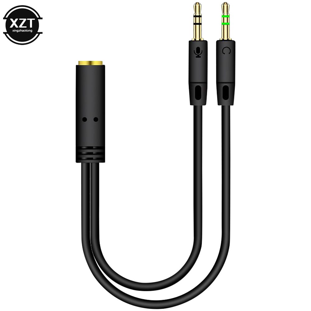 2 in 1 Male To Female Aux Audio Cable Y Splitter Cable 3.5mm MP3 MP4 Stereo Plug Adapter Jack For Headphone Computer Cable: black