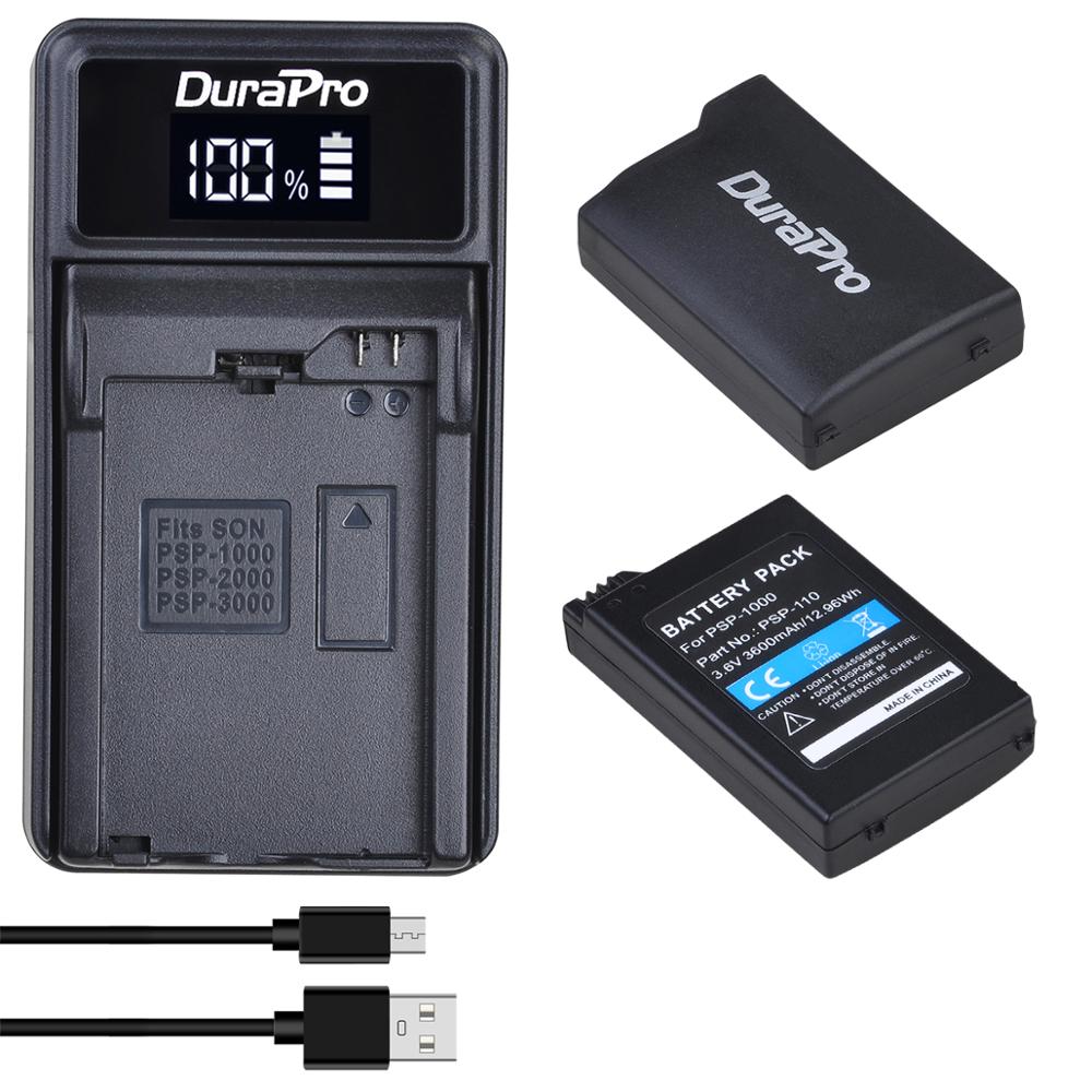 Durapro 3600Mah PSP-1000 PSP-110 Batterij + Led Usb Lader Voor Sony Psp 1000 Console Voor Sony (1001,1002,1003,1004,1005,1006)