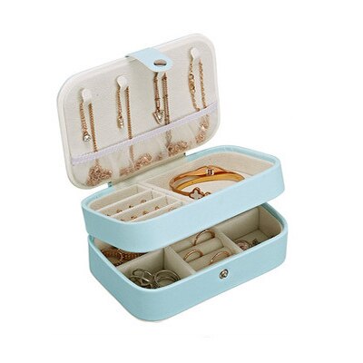 Guanya Stud Earrings Rings Jewelry Box Portable Storage Organizer Zipper Portable Women Useful Makeup Display Travel Case: Blue 049