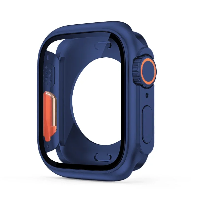 Tempered Glass+Cover For Apple Watch case 46mm 42mm 45mm 44mm 41mm 40mm Screen bumper Protector for iwatch serie 10 9 8 7 6 SE 5: salmon / 9 inches