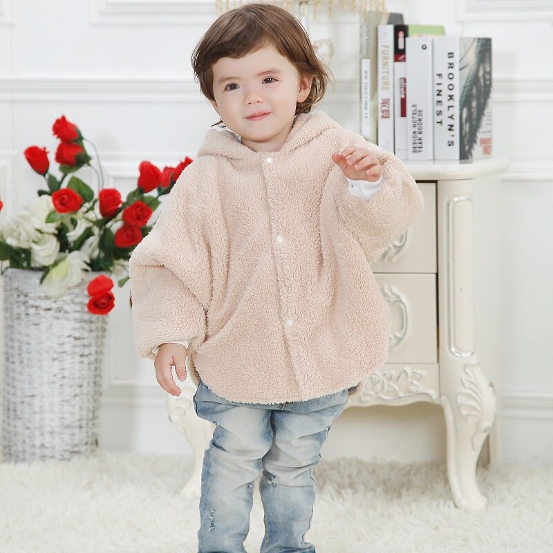 Hooyi Beige Baby Mäntel Mädchen der Kittel Oberbekleidung Vlies Mantel freundlicher Mantel Kaninchen Poncho Kap Jungen Outfits 0-3Jahre Dicken Umhang