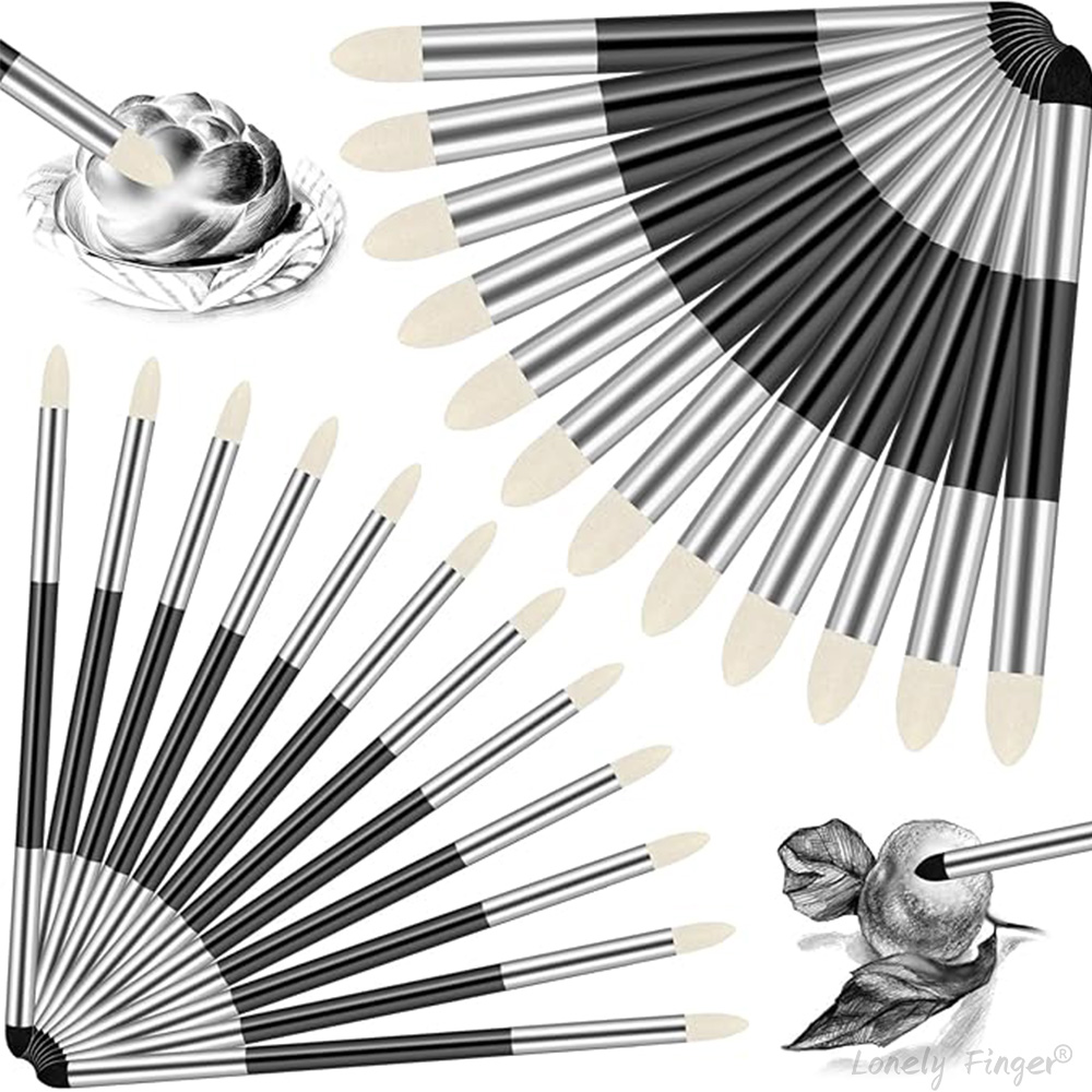 24 Stuks Kunstenaar Mengen Spons Pen 2 Maten Tweekoppige Wasbare Wrijven Spons Borstel Schets Veeg Tekening Art Tool voor Studenten: Default Title