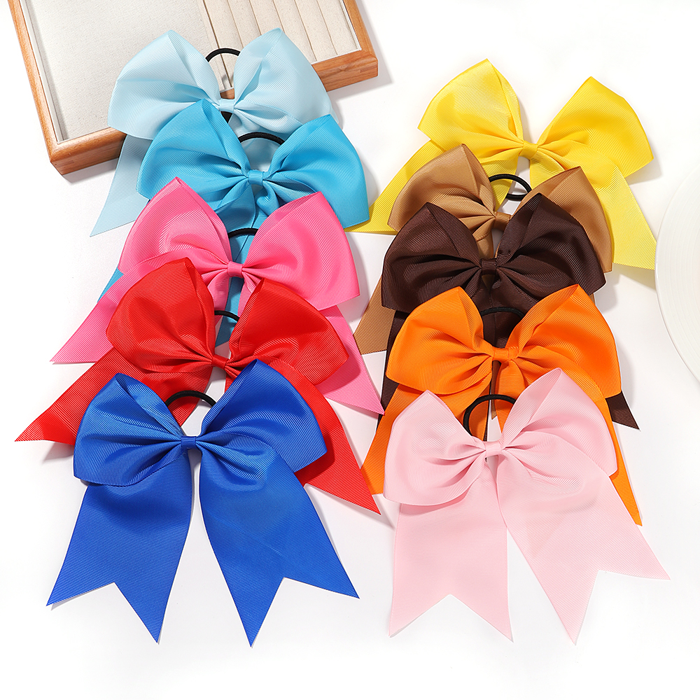 1 unidad de diademas con lazo grande de 6 pulgadas para niña, lazos elásticos para el cabello de Color sólido, cinta para el cabello con lazo, bandas de goma, decoración para la cabeza