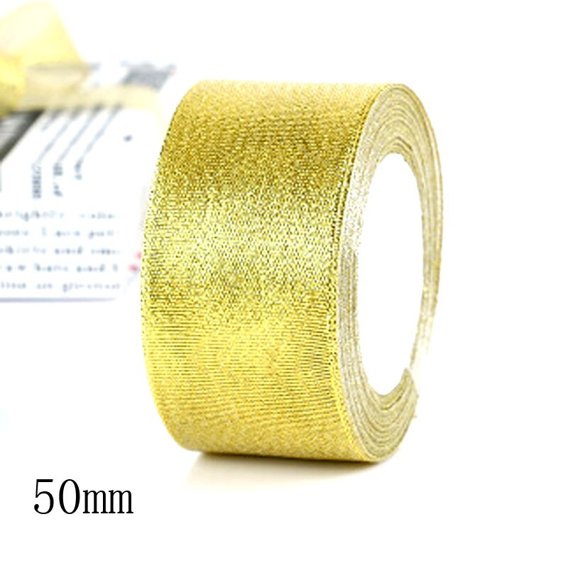 25Yard 22M Handgemaakte Goud Zilver Metallic Glitter Linten Voor DIY Ambachten Naaien Stof Christmas Party Bruiloft Benodigdheden wrap: 10.   50mm