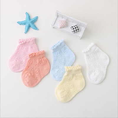5 par pojkar tjejer tunna strumpor vår sommar baby bomull nätstrumpa barn barn ledig kort ventilerande båtstrumpa 0-6t: Mh06 / L i 3 to 5 år