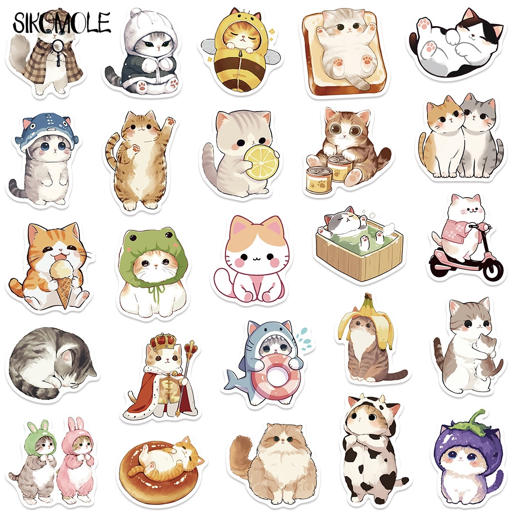 10/30/50PCS Cartoon Cute Cute Cat Stickers Animals Decals DIY Laptop Guitar Skateboard Waterproof Car Graffiti Sticker Kids