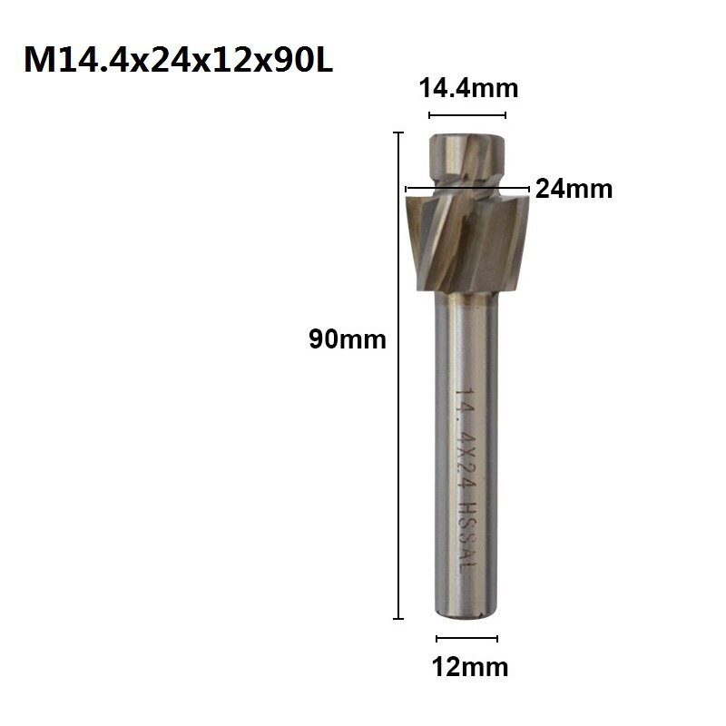1 unidad de fresa de avellanado XCAN con 4 puntas HSS, herramienta de ranurado piloto de M3.2-M16.5, fresa para taladro de madera/Metal: M14.4x24x12x90
