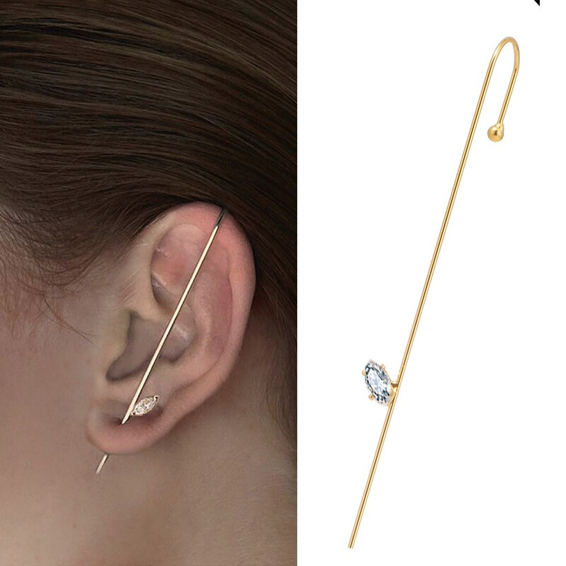 Vkme charm kristal oor klimmer ketting link oorbellen voor dames heren gouden stud manchet oorbellen parel haak oorbel sieraden: 11