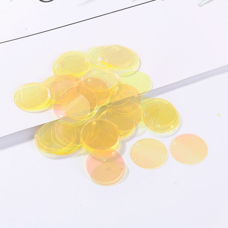 90Pcs/Lot Transparent Sequins 2cm Large Round Sequin Paillettes Sewing Craft With Side Hole for Women Garments DIY Accessories: Yellow Transparent