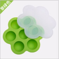 1 pièces silicone vaisselle quatre trous sept trous sain multi couleur simple et pratique enfants spécial boîte alimentaire supplémentaire: Grass green 7 holes