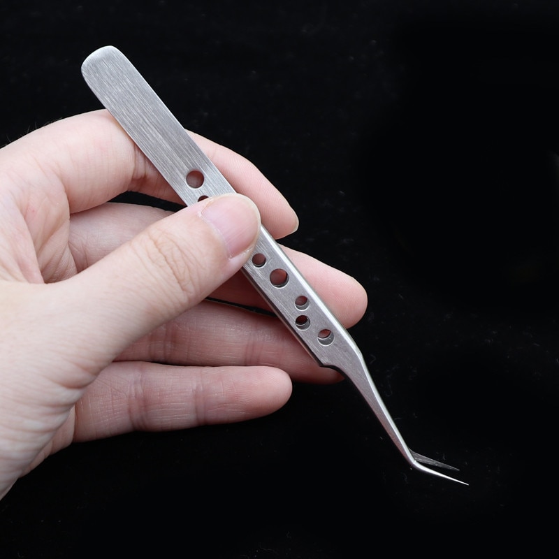 1pcs High Precision Stainless Steel Curved Tweezers Forceps