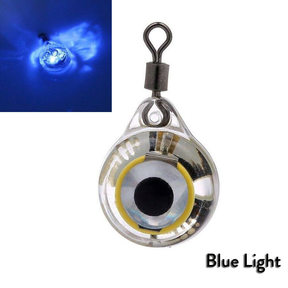 Señuelo de pesca con luz LED, forma de ojo, calamar, luminoso, para atraer peces, IP68, 20x: Azul
